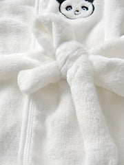 Panda Shape Hoodie Kids Pajamas Fleece Bathrobe