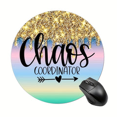 Chaos Design Round Gaming Mouse Pad for Women, Non-Slip Rubber Mouse Mat