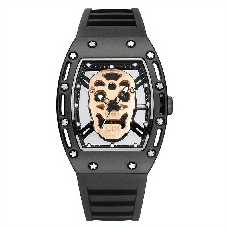 Men's Skull Hollow Quartz Watch Large Dial
