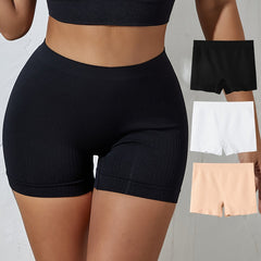 3pcs Solid Ribbed Boyshort Panties Soft & Comfortable Mid Rise Stretch Panties