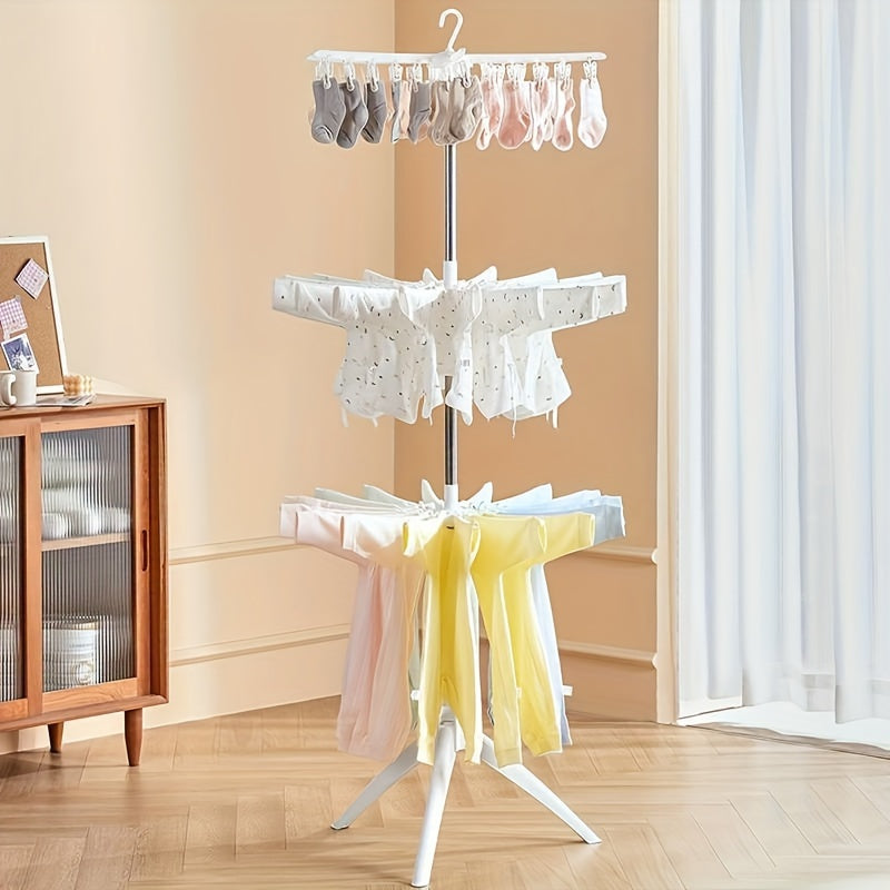 Foldable Clothes Drying Rack Mobile Towel Laundry Stand