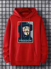 Men's Casual FREEDOM Print Hooded Sweatshirt Long Sleeve