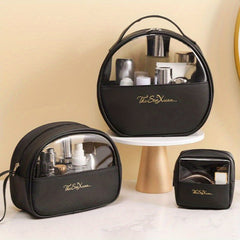 3pcs Clear Waterproof Makeup Bag Set Travel Organizer for Women & Girls