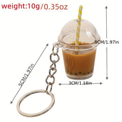 Bubble Tea Bottle Keychain Simulation Model Key Ring Pendant