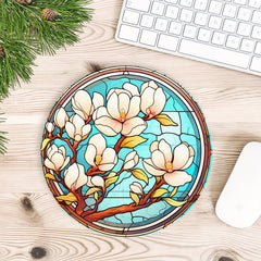 Stained Glass Floral Round Mouse Pad 7.87 Inch