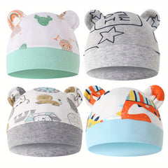 4 Pack Cartoon Ear Hats for Babies & Kids Soft & Breathable Comfort
