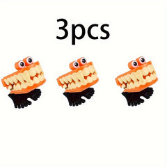 3Pcs Clockwork Jumping Teeth Toys with Eyes Christmas Children'S Toys