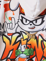 Animal & Letter Print Boys Hoodie for Spring Fall