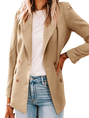 Double Breasted Lapel Neck Blazer for Office & Work