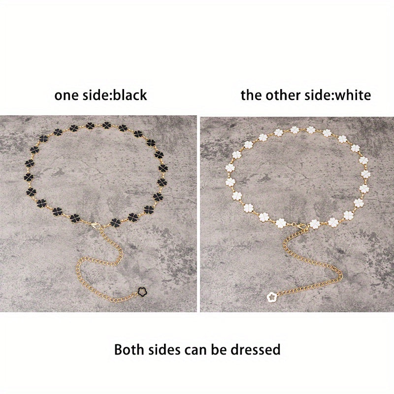Lucky Clover Golden Waist Chain & Reversible Belly Chain