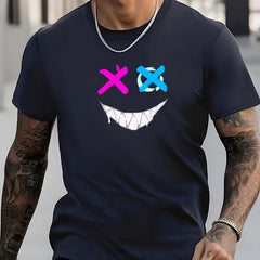 Graffiti Smile Face Print Men's T shirt For Summer Outdoor Street