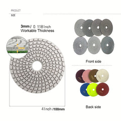 7pcs 4 Diamond Wet Polishing Pads Resin Bond Sanding Disc Granite Marble
