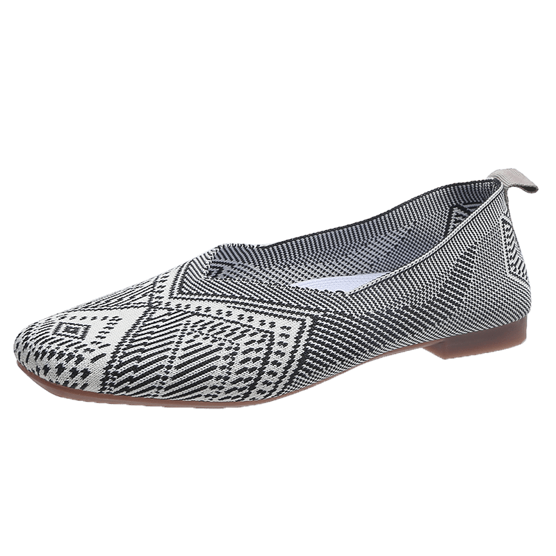 Geometric Pattern Slip on Flat Shoes Ultra Light Soft Sole Women's Ballet Shoes