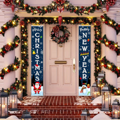 Santa Snowman Banners for Front Door Porch Garden Xmas
