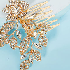 Rhinestone Metal Leaf Floral Hair Comb Bridal Hair Comb Hair Accessories