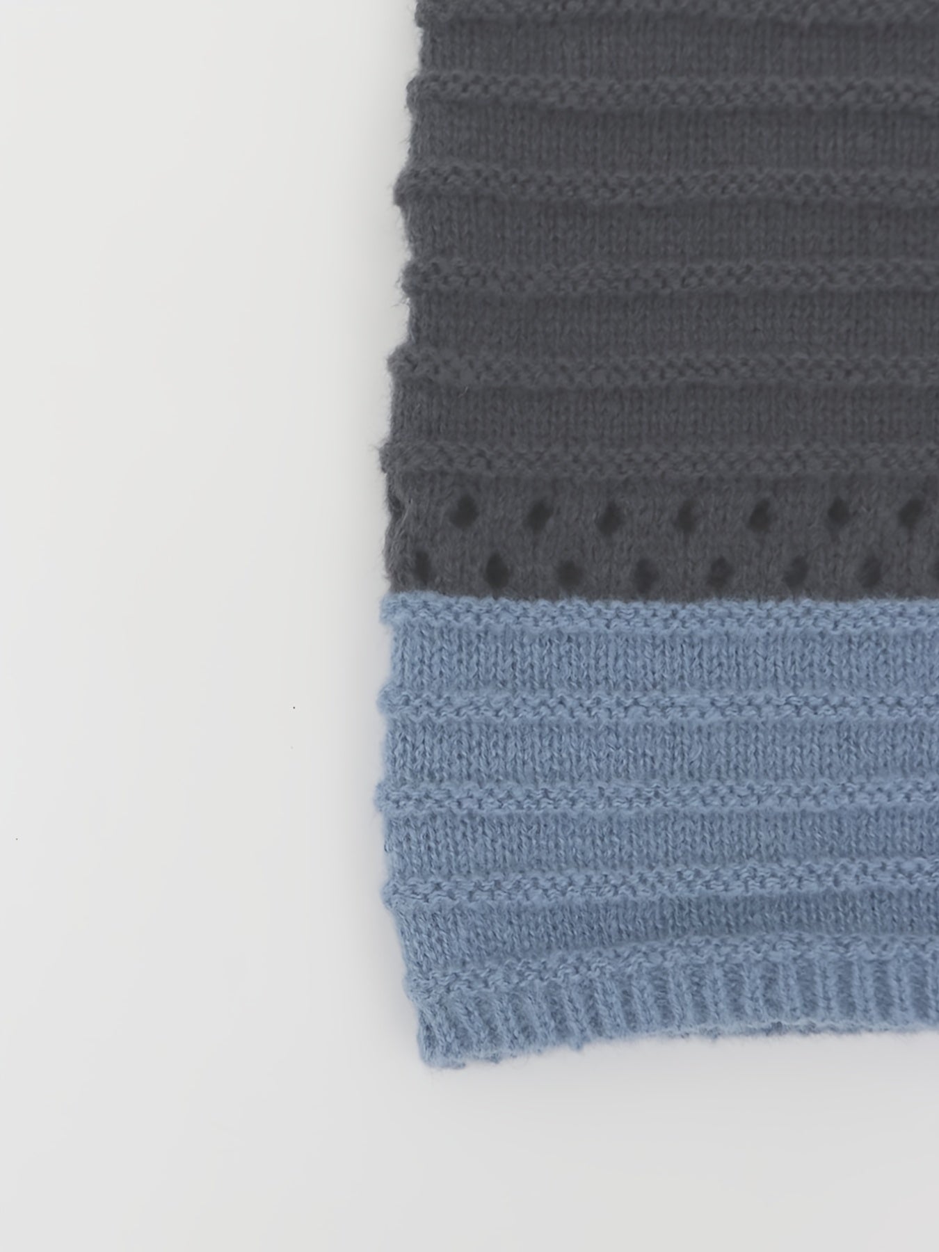 Colorblock Cutout Knitted Pullover Sweater V Neck Long Sleeve