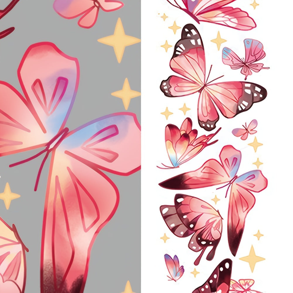 Butterfly Stickers Roll DIY Ice Crystal Transparent Stickers 2 Meters