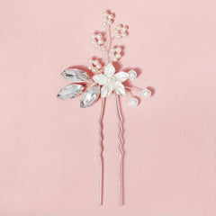 Crystal Faux Pearl U-shaped Hairpin Bride Head Jewelry