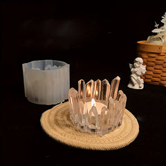 Crystal Cluster Tealight Candle Holder Mold Silicone DIY Jewelry Ornament Plate