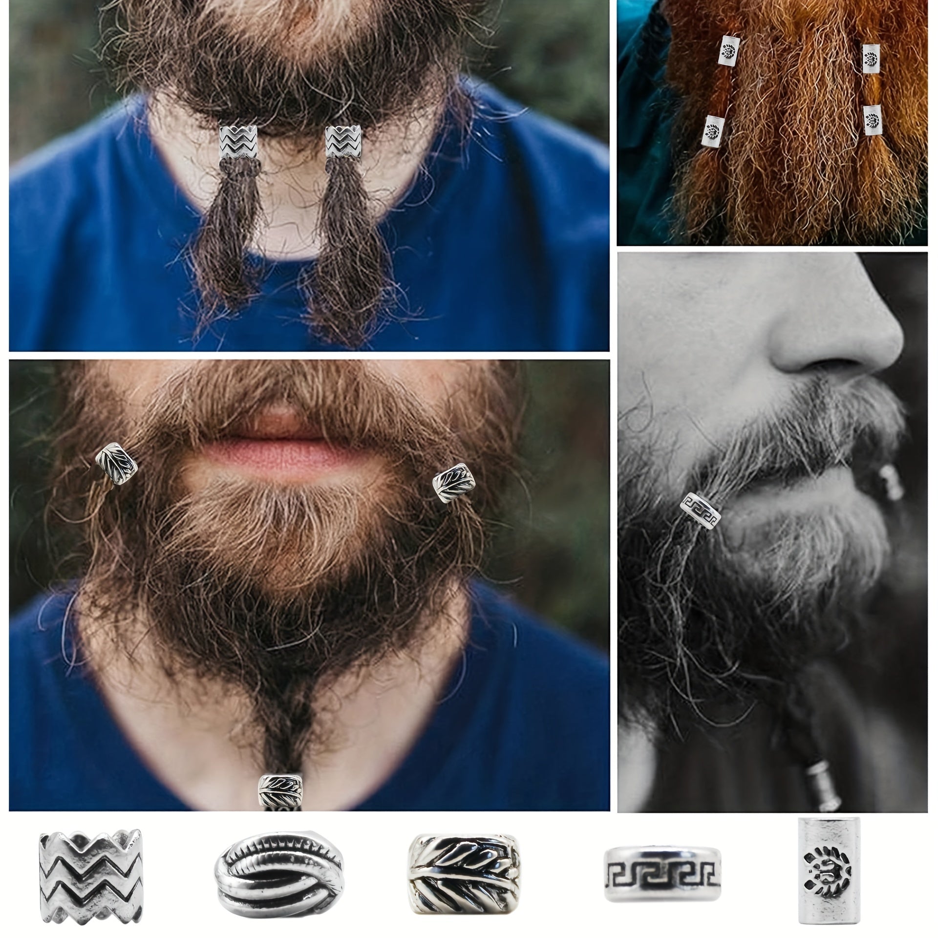 10pcs Beard Beads Hair Braided Beads Headwear Accessories Men's Women's Jewelry