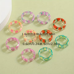 10pcs Girls Resin Fruit Rings Kids Birthday Gift