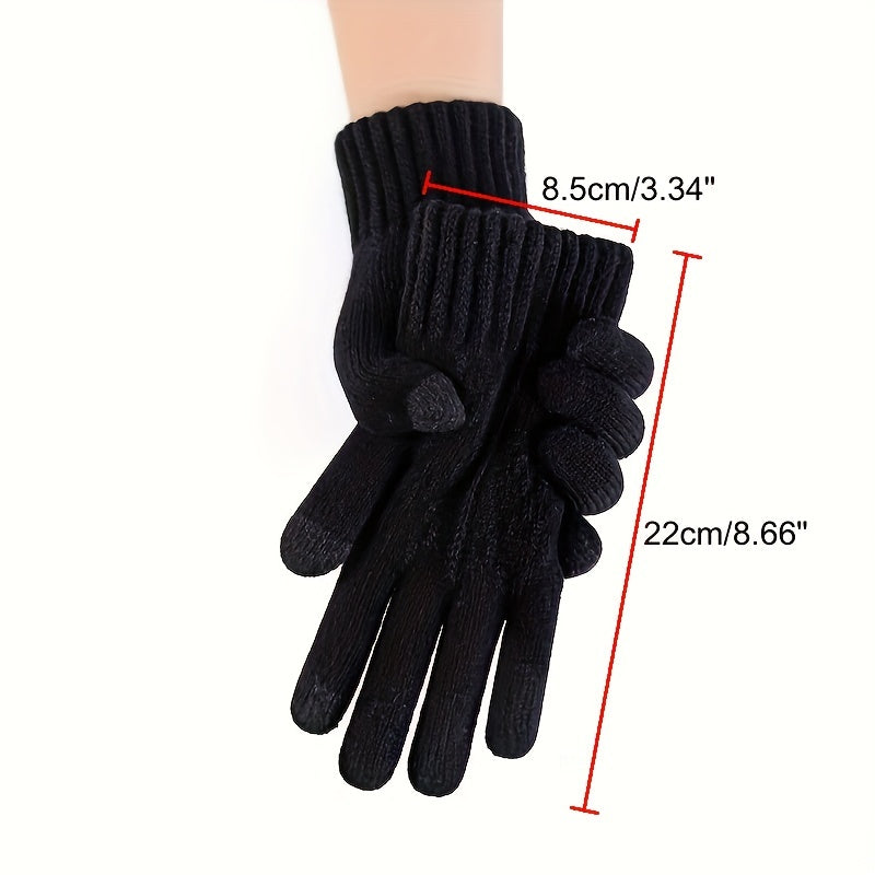 Men's Winter Plush Warm Touch Screen Gloves for Outdoor Activities