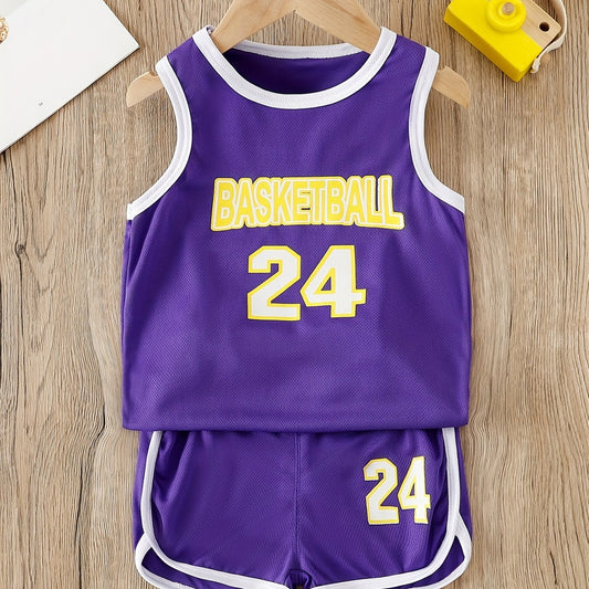 Boy's Basketball Suit No. 24 Tank Top & Shorts Set