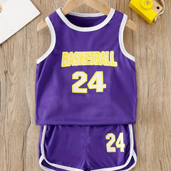 Boy's Basketball Suit No. 24 Tank Top & Shorts Set