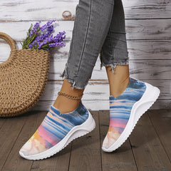 Women's Art Painting Print Platform Slip-On Sneakers Lightweight Walking Shoes