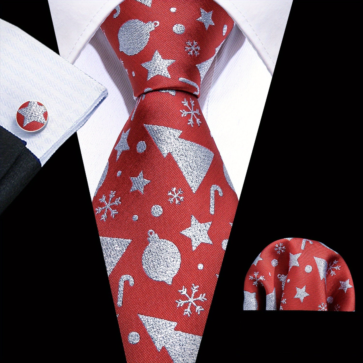 Barry Wang Men's Yellow Cartoon Jacquard Tie Set