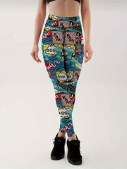 Cartoon Print Yoga Leggings High Waist Slim Fitness Pants