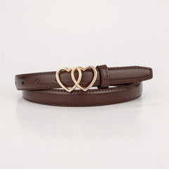 Double Love Heart Buckle Kid's Leather Belt