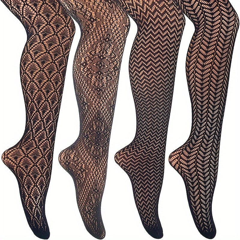 Jacquard Fishnet Tights High Waist Pantyhose Women's Stockings