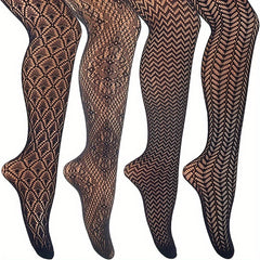 Jacquard Fishnet Tights High Waist Pantyhose Women's Stockings