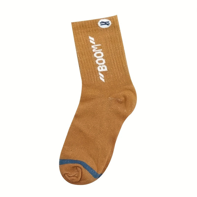 5 Pairs Letter Print Sports Socks for Women & Men