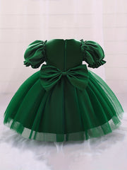 Toddler Princess Dress with Bow for 1st Birthday Party