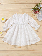 Cute Baby Girl's Long Sleeve Princess Dress with Flower Graphic