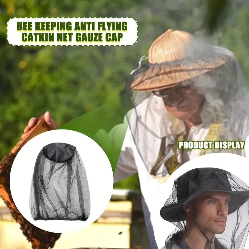 Outdoor Sunscreen Bucket Hat with Face Net Cover for Fishing Camping