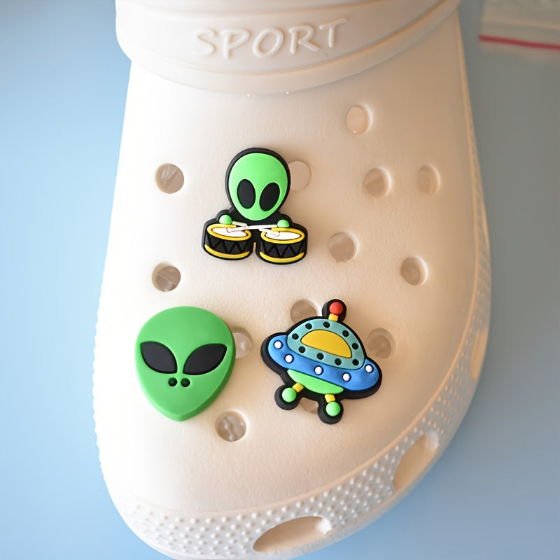 12Pcs Cartoon Alien Shoe Charms for Clog Sandals