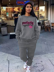 Letter Print Long Sleeve Top & Jogger Pants Set