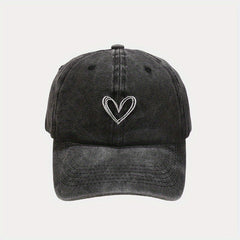 Kids Adjustable Breathable Baseball Cap with Heart Embroidery