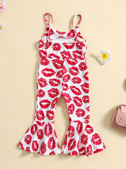 Heart Print Cami Jumpsuit for Toddler Girls