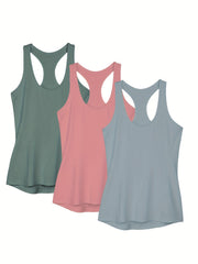 3pcs Racerback Workout Tank Tops Scoop Neck Gym Tops Women's Activewear