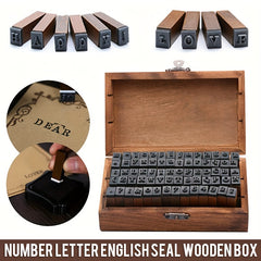 70pcs Alphabet Letter Number Wood Rubber Stamps Set With Box