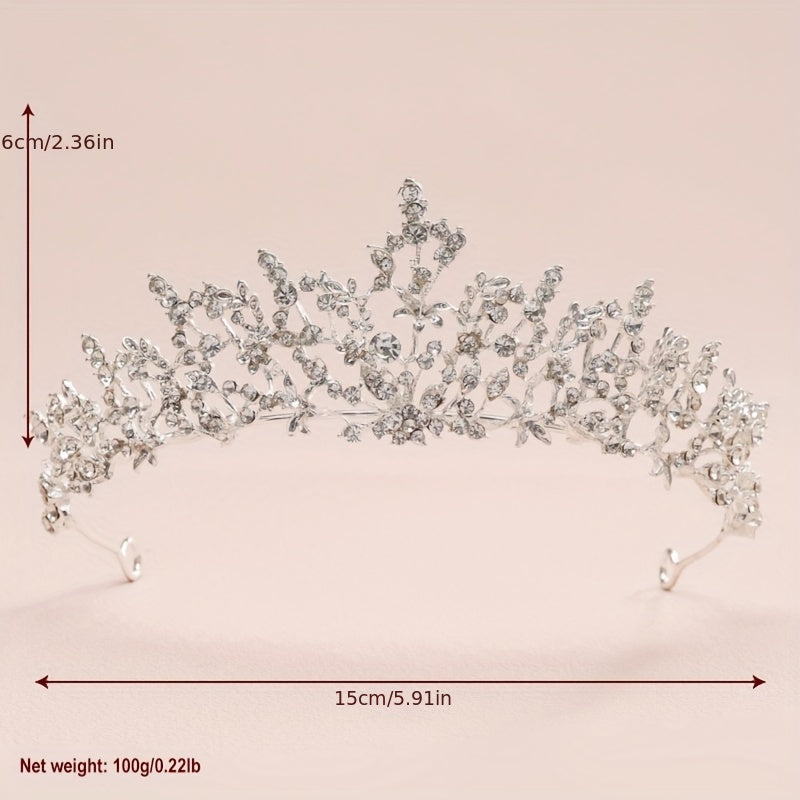 Baroque Style Crystal Tiara Wedding Headband for Bride