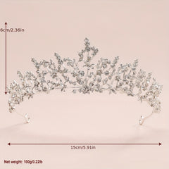 Baroque Style Crystal Tiara Wedding Headband for Bride