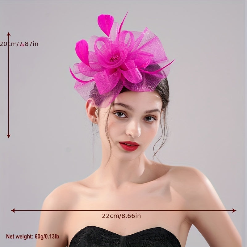 Mesh Flower & Feather Headpiece Hair Accessory