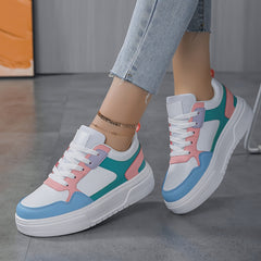 Women's Faux Leather Chunky Sneakers for Outdoor Sports
