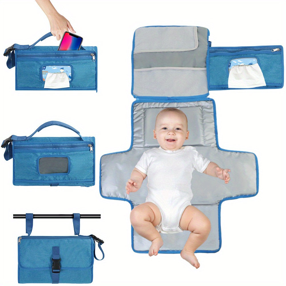 Portable Diaper Changing Pad w/ Head Cushion & Wipes Pocket