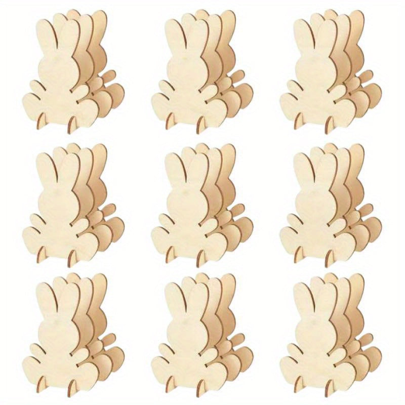 Wooden Easter Bunny Puzzle Toy DIY Easter Cartoon 3D Bunny